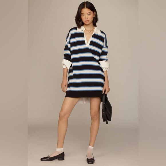 By Anthropologie Maeve Color Block Mini Sweater Dress M NWT - Picture 8 of 11